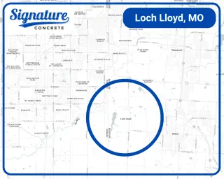 Concrete services area map for Loch Lloyd and surrounding neighborhoods